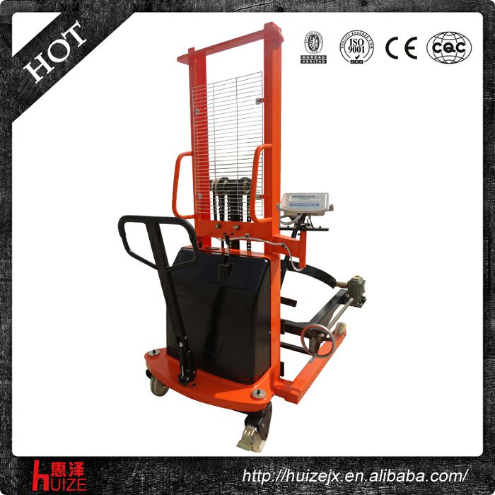 半電動(dòng)稱重油桶車（夾鐵桶，手搖翻轉(zhuǎn)倒料）